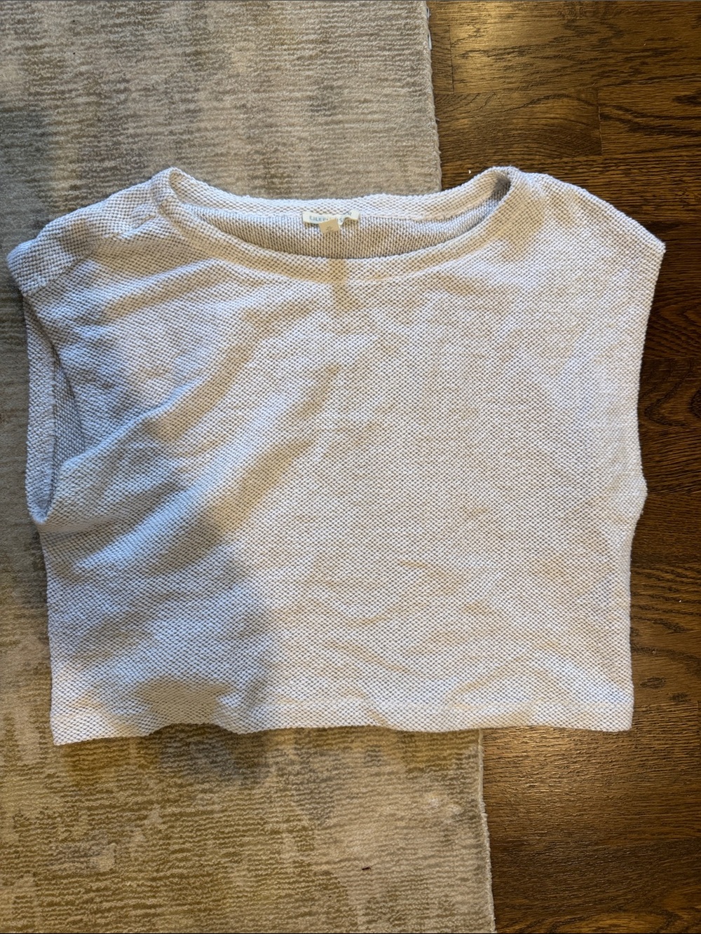 Eileen Fisher Light Beige Textured Crop Tank Top